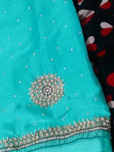 Embroidered Teal Saree