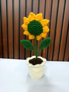 Handmade Crocheted Sunflower Pot