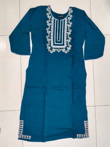 Embroidered Teal Kurta Set