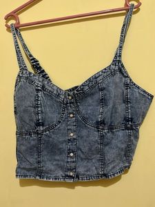 Denim Bustier Crop Top