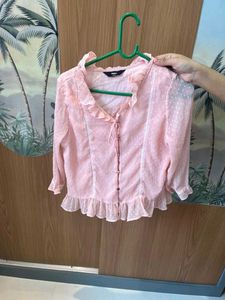 Ruffled Pink Polka Dot Top