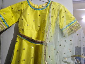 Vibrant Yellow Sequin A line dress