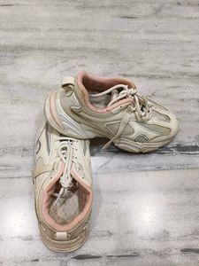 Chunky Cream &amp; Pink Sneakers