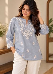 Embroidered Blue Kurta