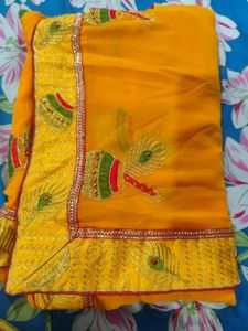 Vibrant Yellow Embroidered Saree