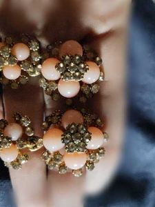 Elegant Pink &amp; Gold Drop Earrings