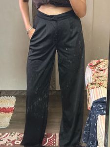 Chic Black Korean Wide-Leg Pants For Tall Women