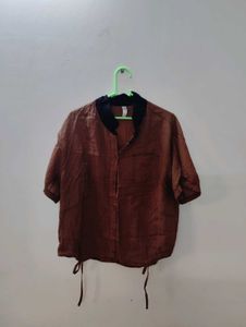 Retro Brown Button-Up Shirt
