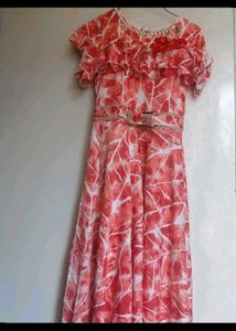 Beautiful Red & White Printed Gown