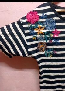Striped Embroidered Top &amp; Plazzo Set (women’s)