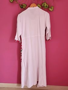 White &amp; Pink Floral Print Kurti