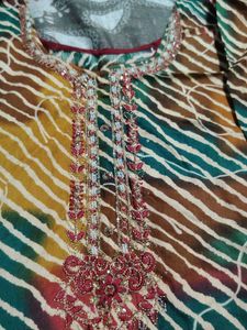 Colorful Striped Kurta Set with Dupatta