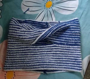 Blue Front Twisted Hand Made Tube Top