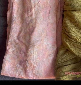 jacquard material Pink Embroidered kurta Set