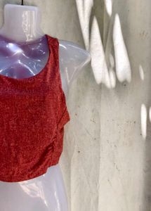Red Textured Tank Top