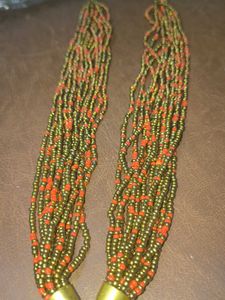 Unique Beaded Necklace with Orange Stone