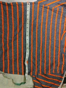 💖Gray and Orange Striped long T-Shirt💖