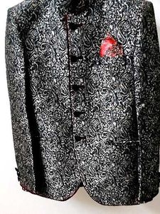 Black printed jodhpuri blazer