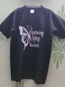 Black T-Shirt with Butterfly Graphic