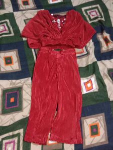 Red Pleated Co-ord Set