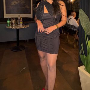 Stylish Black Ruched Mini Dress