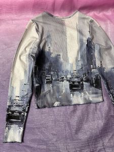 Cityscape Graphic Long Sleeve Top