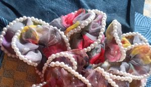 3 Pearl Satin Scrunchies