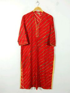 Suti Red Printed Cotton Kurti (Women)