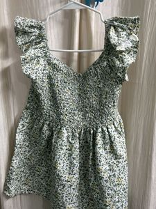 Floral Print Ruffle Sleeve Top