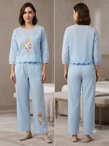 Light Blue Embroidered co-ord Set