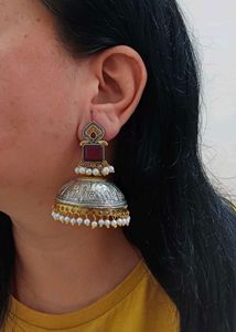 Brass dual lightweight Jhumka Earring