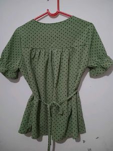 Cute Polka Dot Peplum Top💚