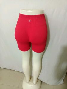 High-Waisted Ribbed Workout Shorts Free Size