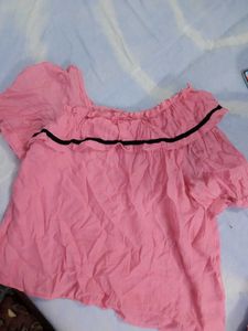 Chic Pink Off-Shoulder Ruffle Top