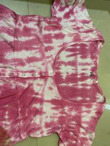 Pink Tie-Dye Ruffle Top