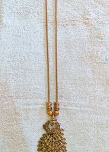 Gold-Tone Peacock Pendant Necklace with Earrings