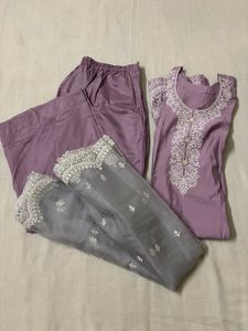 Lavender Kurta Set with Dupatta