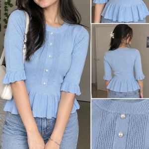 Baby Blue Knit Peplum Top