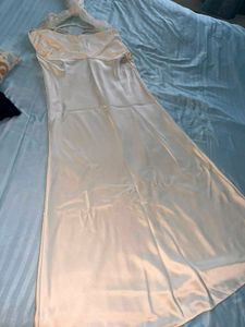 Elegant Satin Sheer Midi Dress