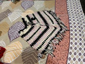 Crocheted Poncho with Tassels woolen