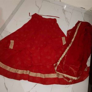Red Lehenga with Golden Border