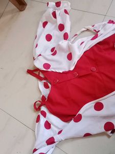 Chic Red Polka Dot Dress with Shrug