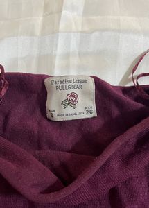 Plum Long Sleeve Top with Rose Detail