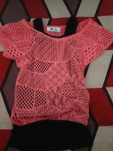 y2k Sheer Pink Crochet Top