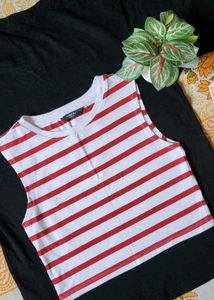 Striped Sleeveless Crop Top