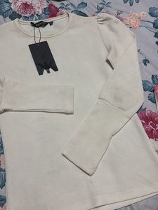 Cream Puff Sleeve Top With Tag