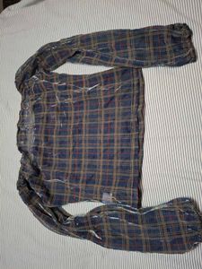Sheer Plaid Off-Shoulder Top