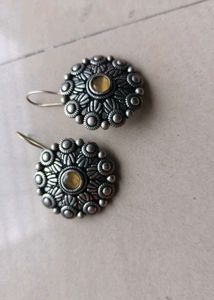 Boho Oxidized Flower Earrings