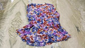 Purple Floral Print Empire Top