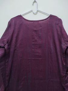 Bollywood Vogue Purplish Pink Kurta Blue Stripes